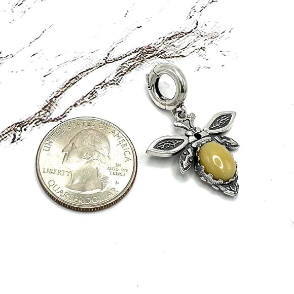 American West Reversible Gemstone Bumblebee 925 Sterling Silver Enhancer Pendant - Picture 4 of 5